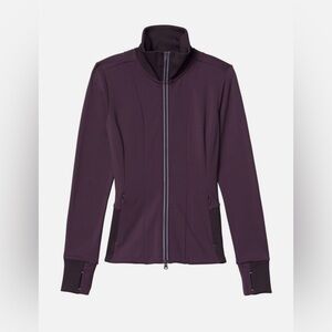 Athleta $128 Ridge Fleece Jacket Regal Plum like new XS full zip thumbholes